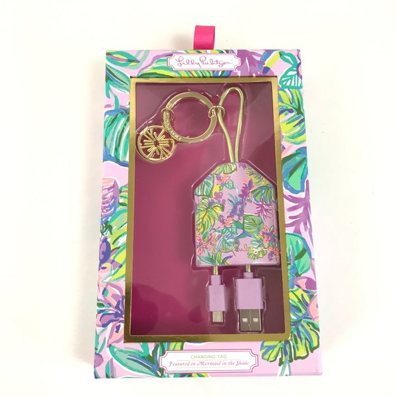Lilly Pulitzer Other - Lilly Pulitzer Charging Tag Keychain Micro USB-USB 2.0 Mermaid in the Shade